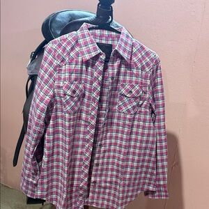 Pink Plaid Button-Up Shirt